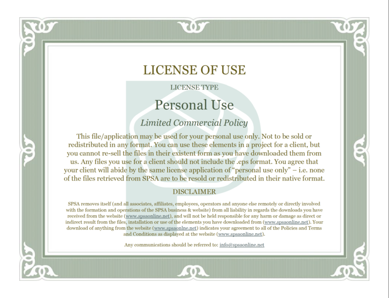 image of the license of use for SPSA downloads